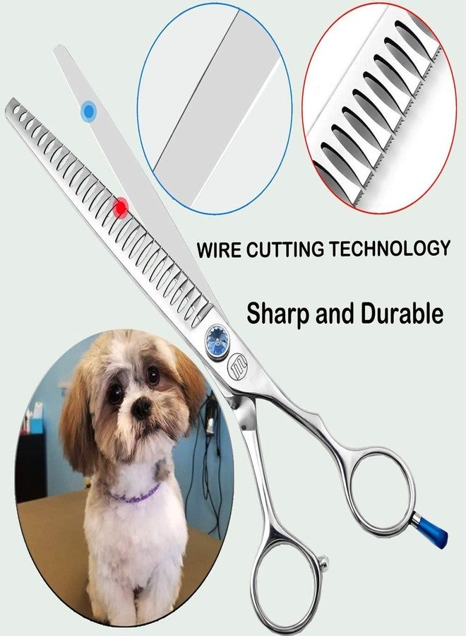 Moontay Professional Dog Grooming Straight, Curved, Thinning/Blending/Chunking Scissors Kit, JP-440C Stainless Steel Pet Cat Hair Cutting/Trimming Shears, Silver (8" (28-Serrated Tooth)) - Image 5